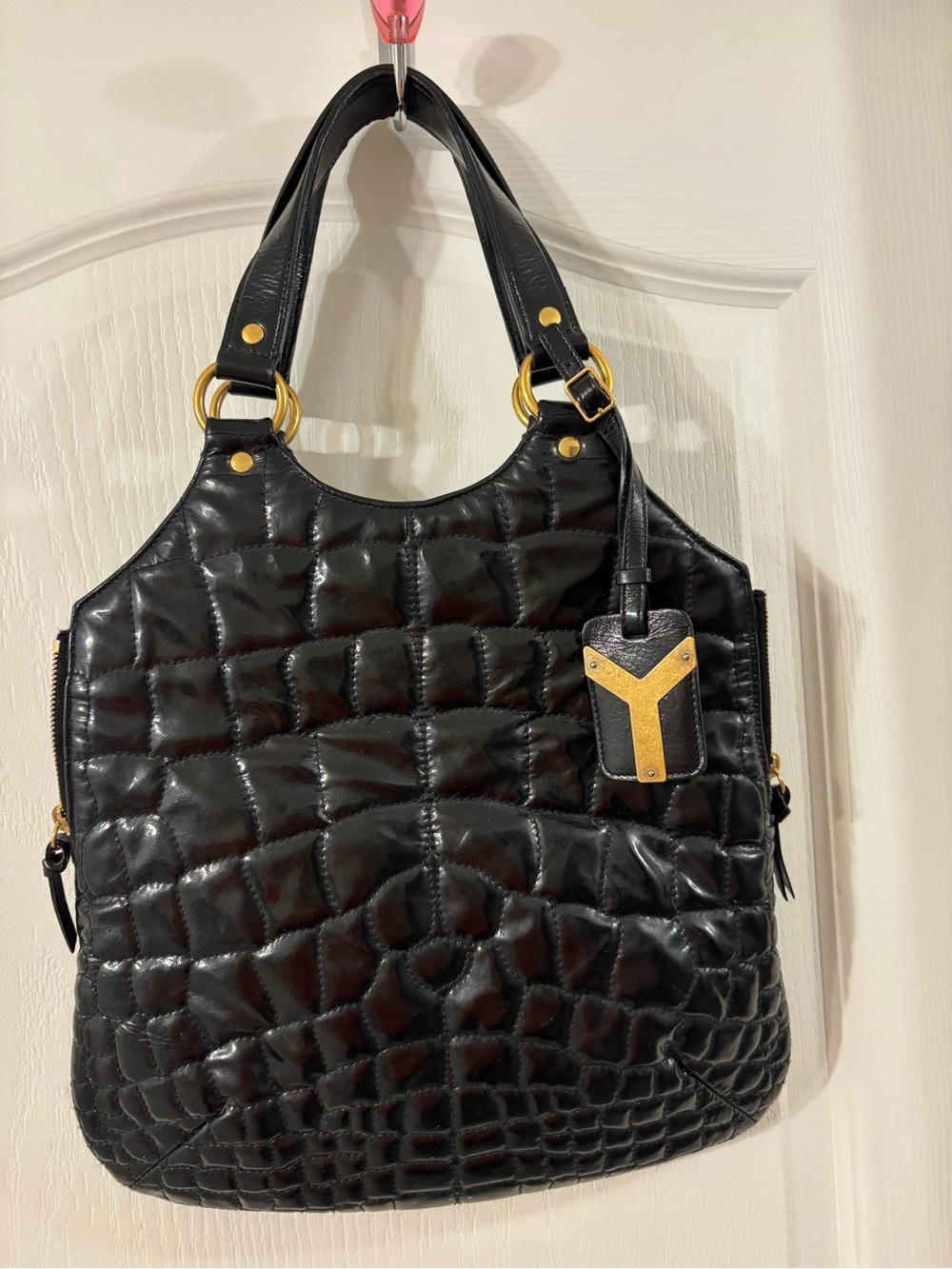 Yves Saint Laurent Black Quilted Shoulder Bag with Gold Hardware